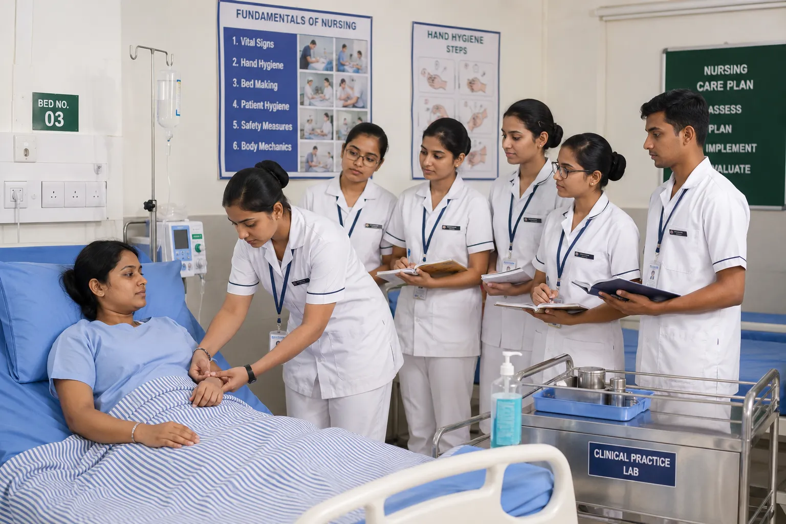 BSc Nursing students during clinical practice and patient care training